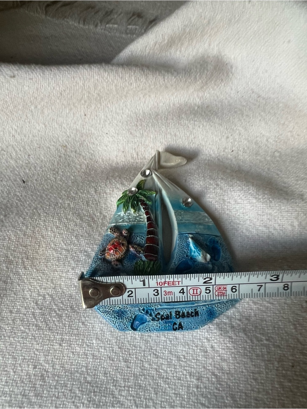 sailboat magnet from Seal Beach, CA, features a turtle and palm tree design - Picture 3 of 9